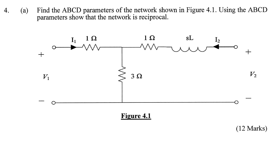 Solved (a) ﻿Find the ABCD parameters of the network shown in | Chegg.com