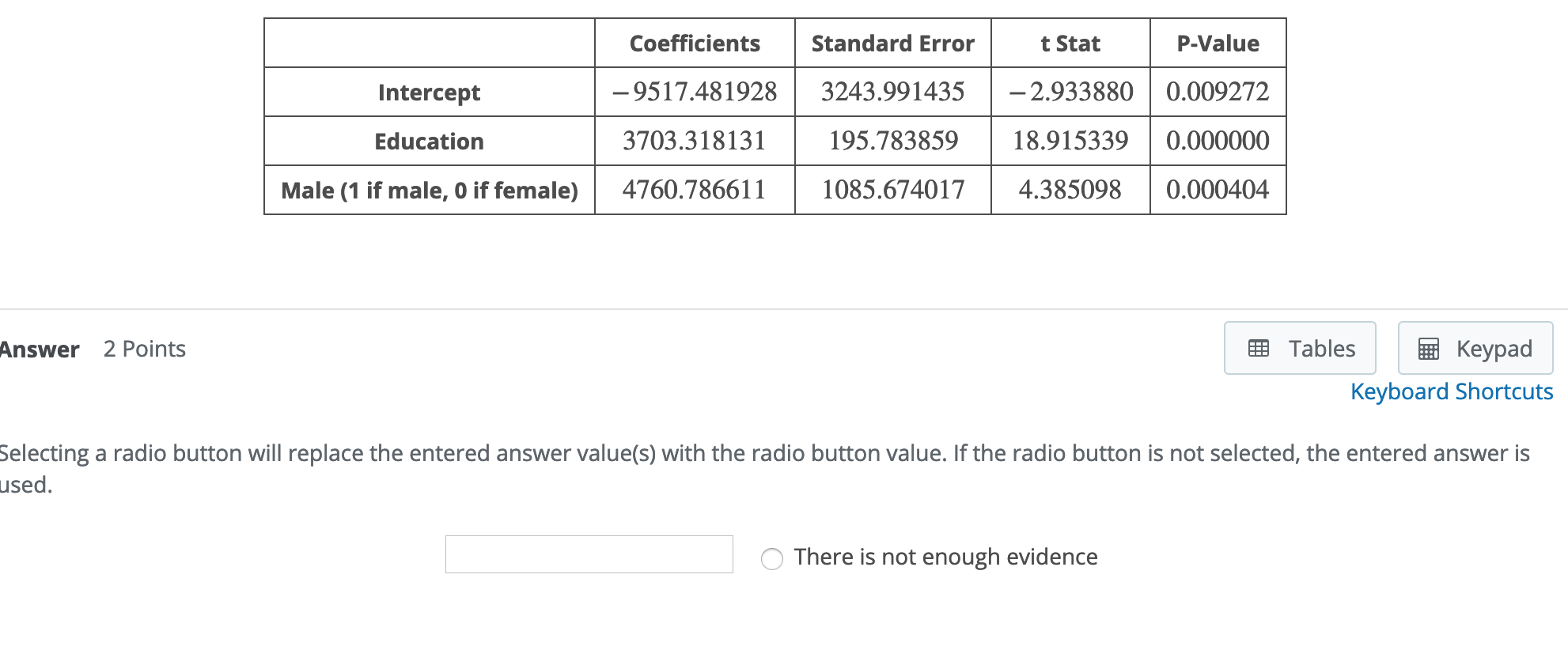Solved Suppose the following table was generated from the | Chegg.com