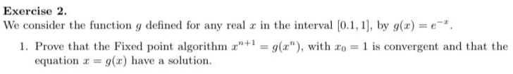 Solved Exercise 2. We consider the function g defined for | Chegg.com