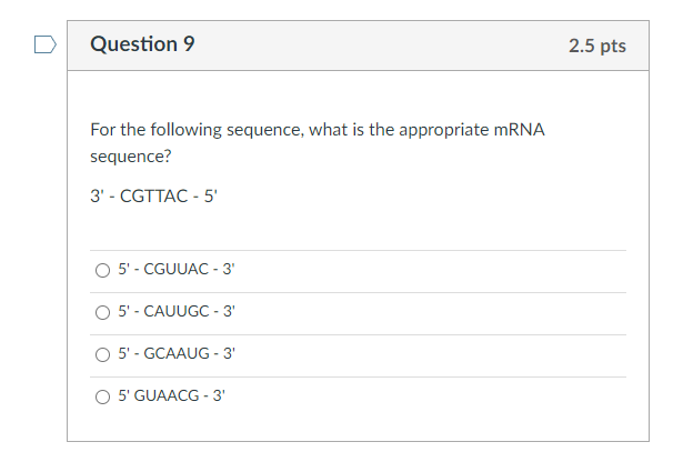 Solved Question 9 2.5 pts For the following sequence, what | Chegg.com