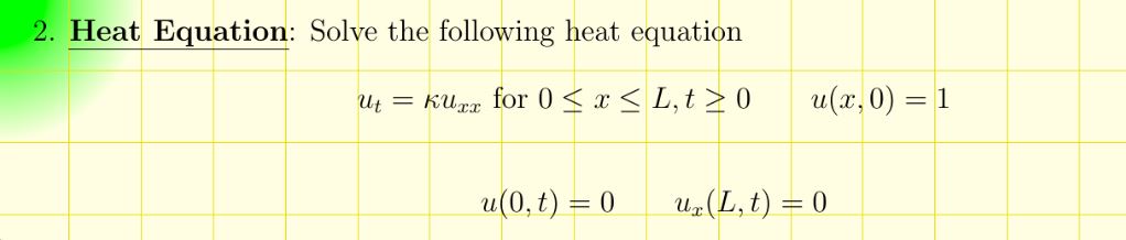 Solved 2. Heat Equation: Solve the following heat equation | Chegg.com