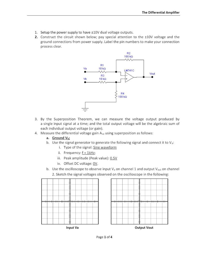 Solved The Differential Amplifier 1. Setup the power supply