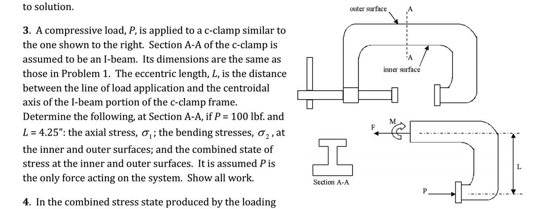 A compressive load P is applied to a c clamp Chegg