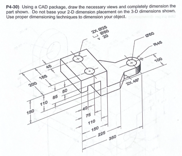 P4-30) Using a CAD package, draw the necessary views | Chegg.com