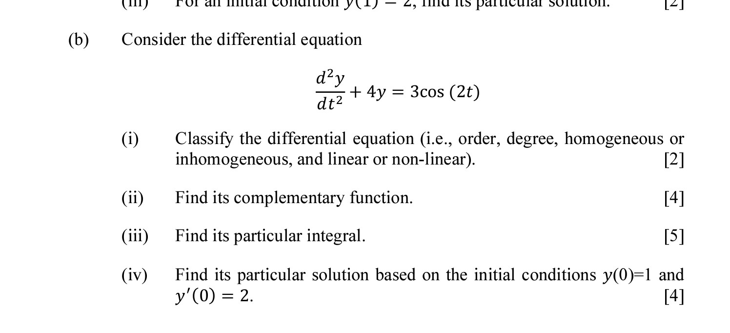 Solved (b) Consider the differential equation | Chegg.com