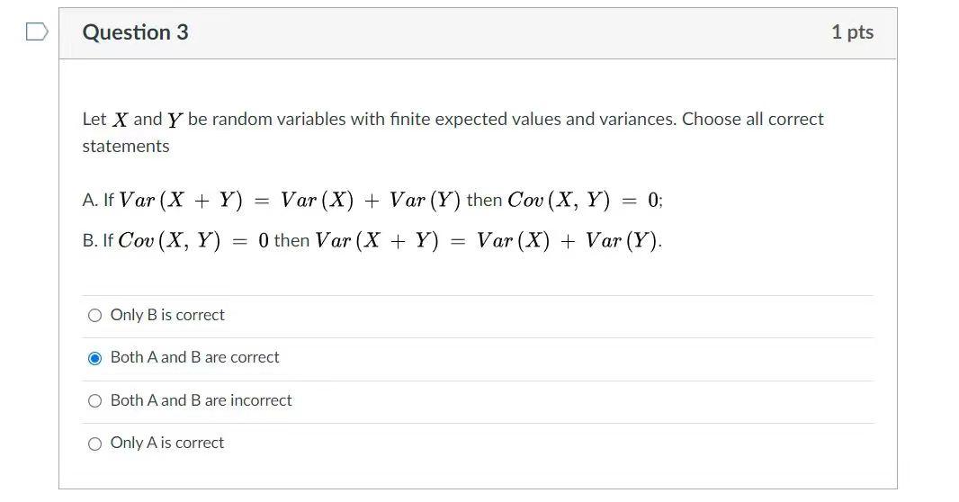 Solved Question 3 1 pts Let X and Y be random variables with | Chegg.com