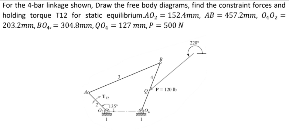 Solved For The 4-bar Linkage Shown, Draw The Free Body | Chegg.com