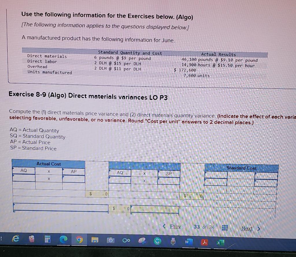 Solved Use the following information for the Exercises | Chegg.com