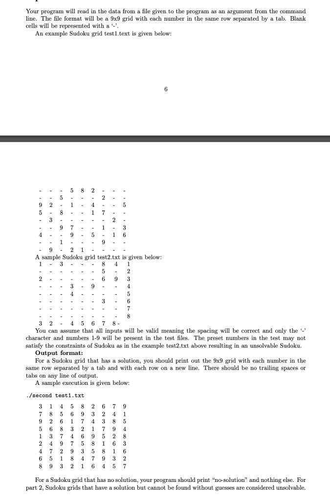 Part 2: Sudoku (50 points) In Part 2 of this | Chegg.com