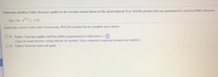 Solved Determine whether Rolle's theorem applies to the | Chegg.com
