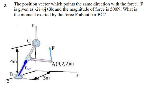 Solved 2. The position vector which points the same | Chegg.com