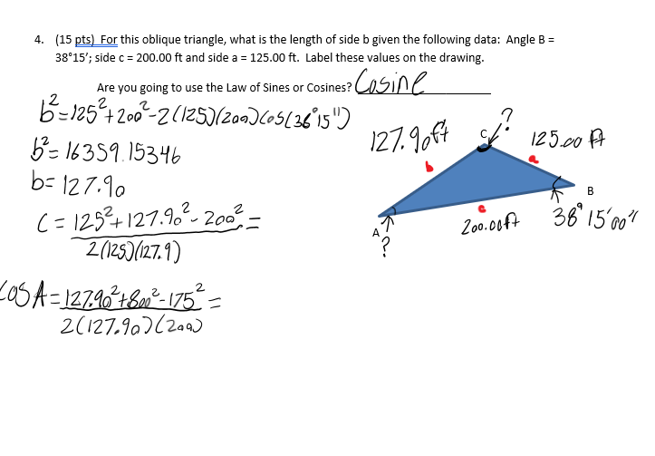 Solved For this oblique triangle, what is the length of side | Chegg.com