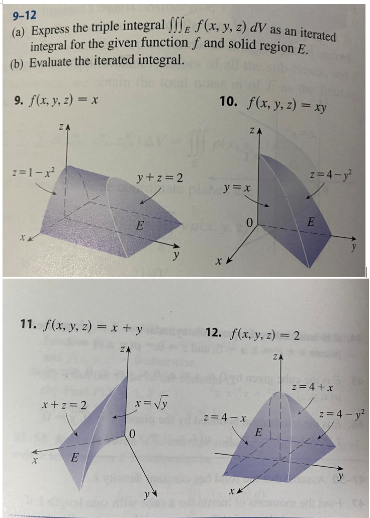 Solved 9 12 A Express The Triple Integral Le F X Y Z Dv