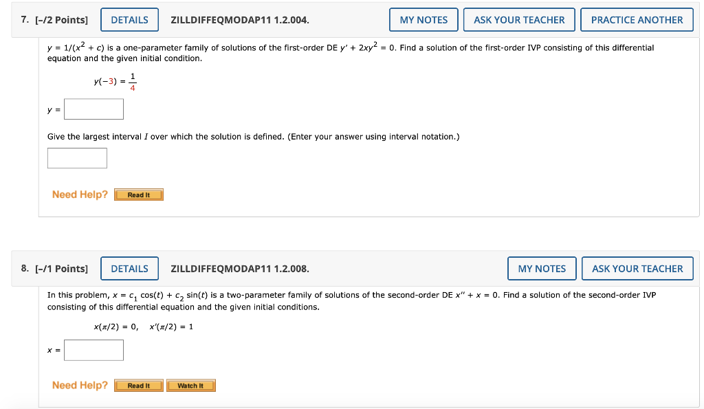 Solved 7. [-12 Points) DETAILS ZILLDIFFEQMODAP11 1.2.004. MY | Chegg.com