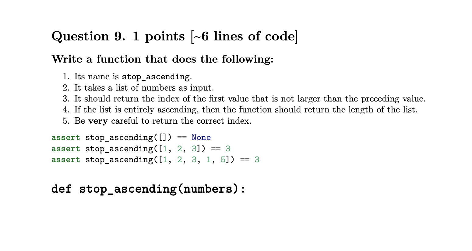Solved Question 9. 1 points (-6 lines of code] Write a | Chegg.com
