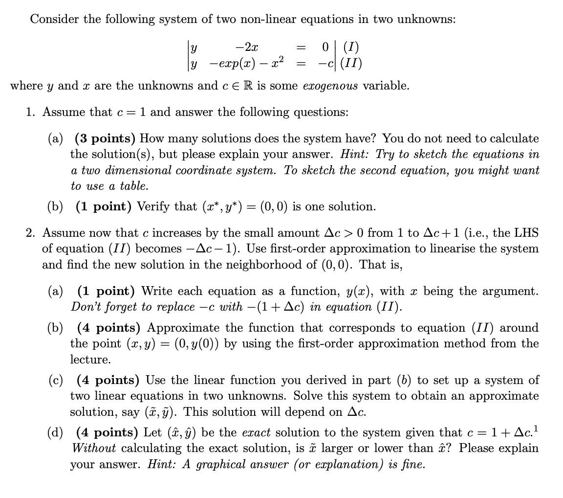 Solved Consider the following system of two non-linear | Chegg.com