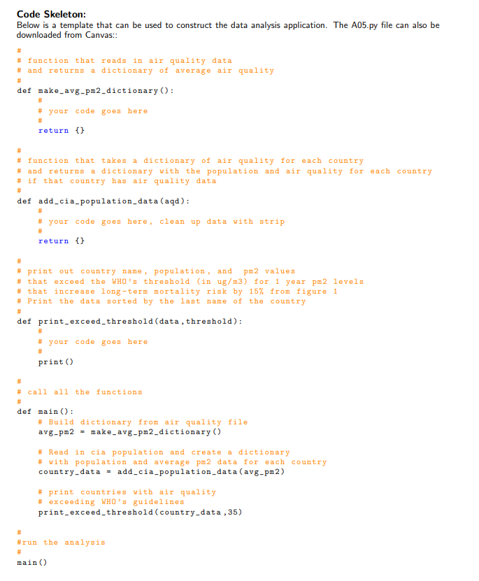 Solved Using Python 3, please write the following code | Chegg.com