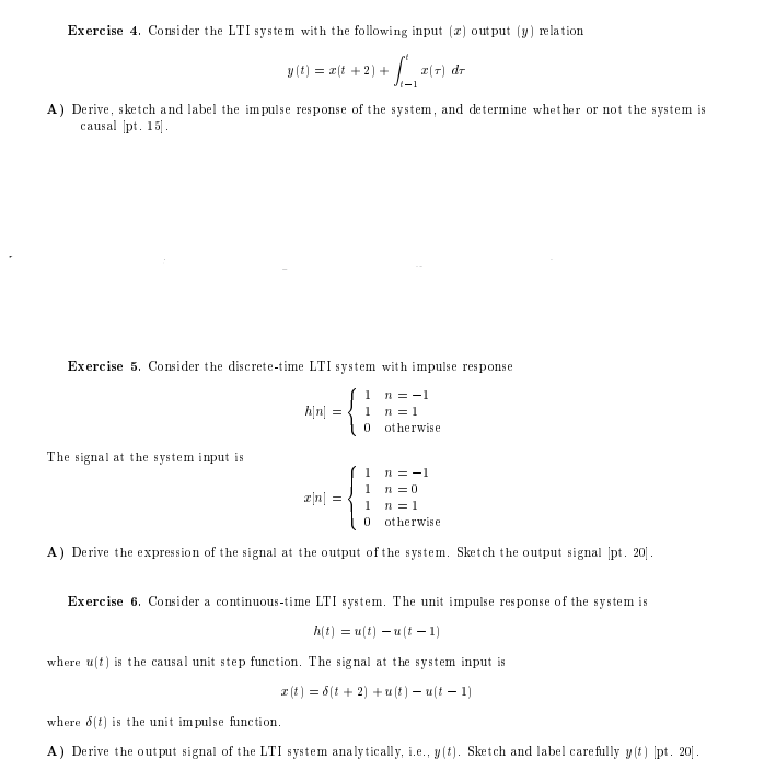 Solved Exercise 4. Consider the LTI system with the | Chegg.com