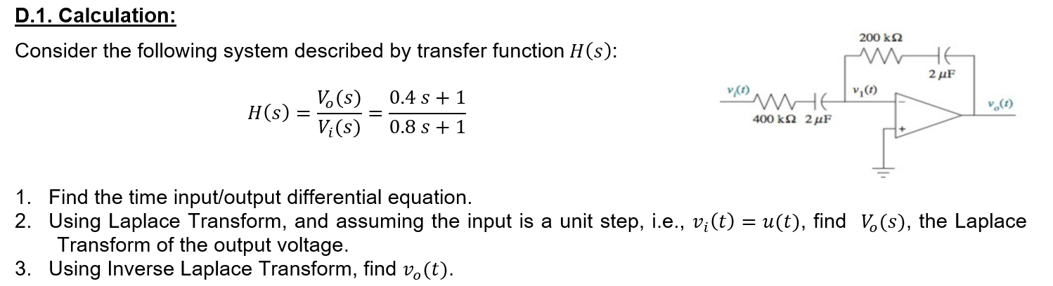 Solved D 1 Calculation Consider The Following System De Chegg Com