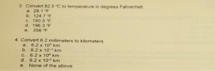 Solved 3. Convert 82.5 °C to temperature in degrees | Chegg.com