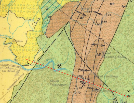 Solved A geologic map of the Montalban-Wawa map created by | Chegg.com