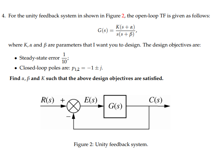 Solved 4 For The Unity Feedback System In Shown In Figure 4446