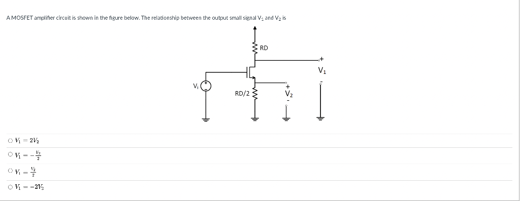 Solved A MOSFET amplifier circuit is shown in the figure | Chegg.com