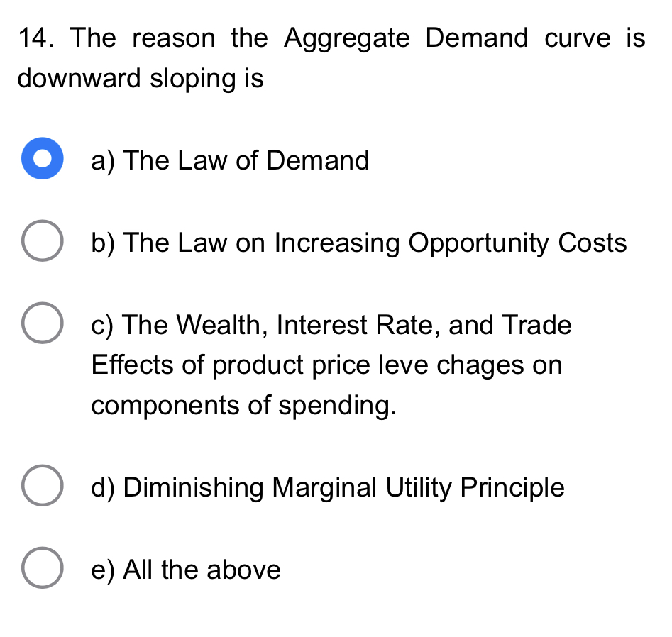 Solved The reason the Aggregate Demand curve isdownward | Chegg.com