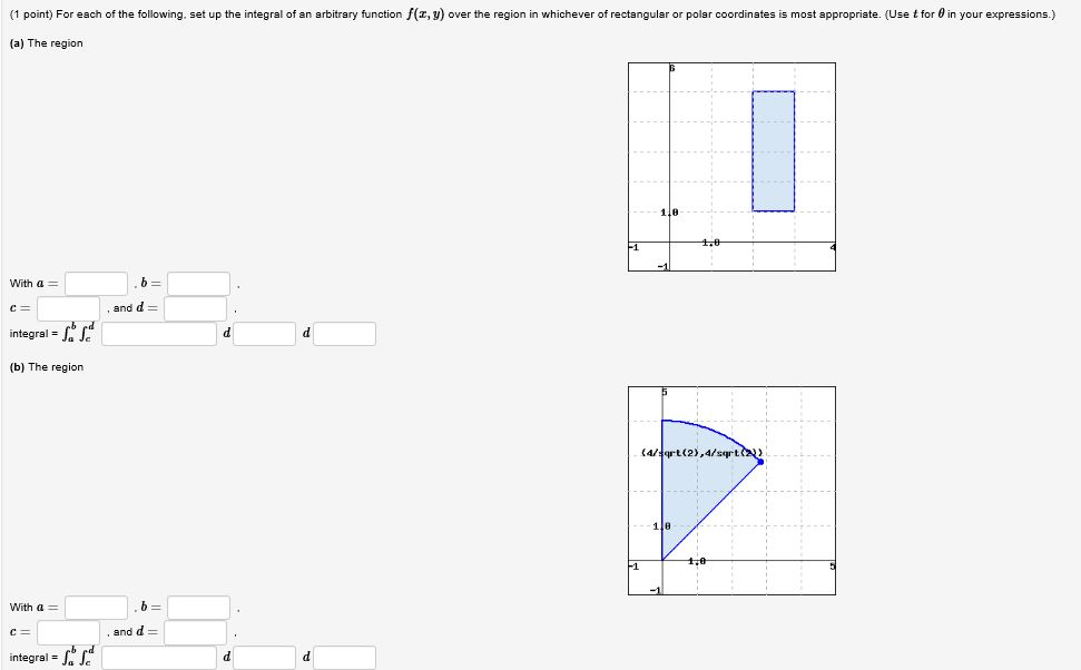 Solved (1 point) For each of the following set up the | Chegg.com