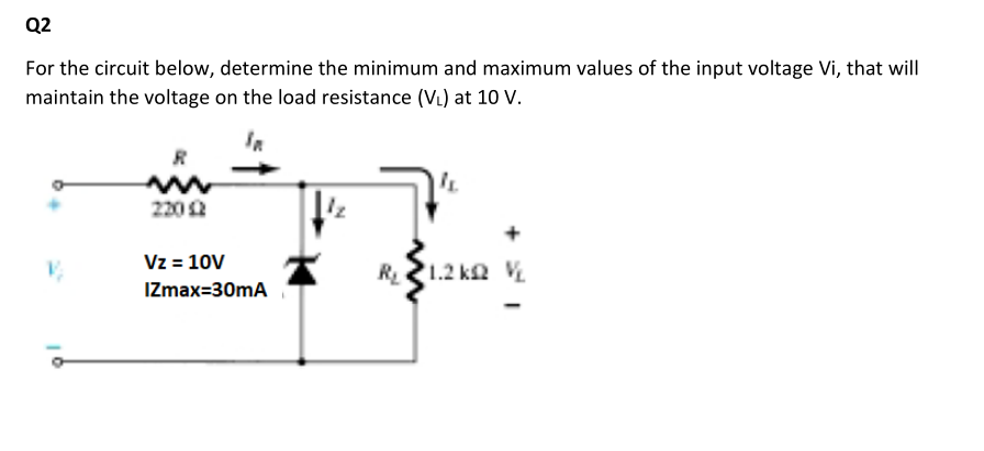 Solved Q2 For The Circuit Below, Determine The Minimum And | Chegg.com