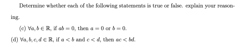 Solved Determine whether each of the following statements is | Chegg.com
