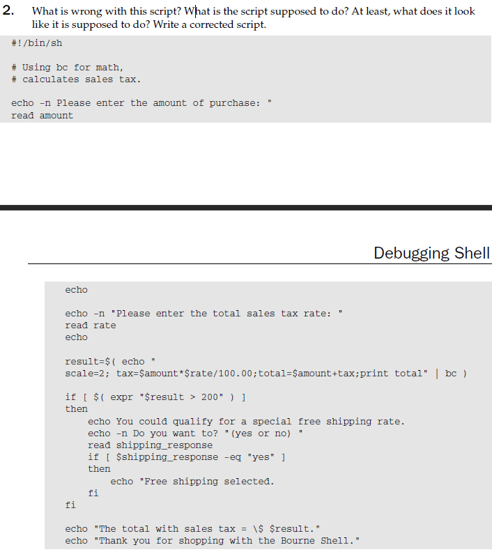 Solved 2. What is wrong with this script? What is the script | Chegg.com