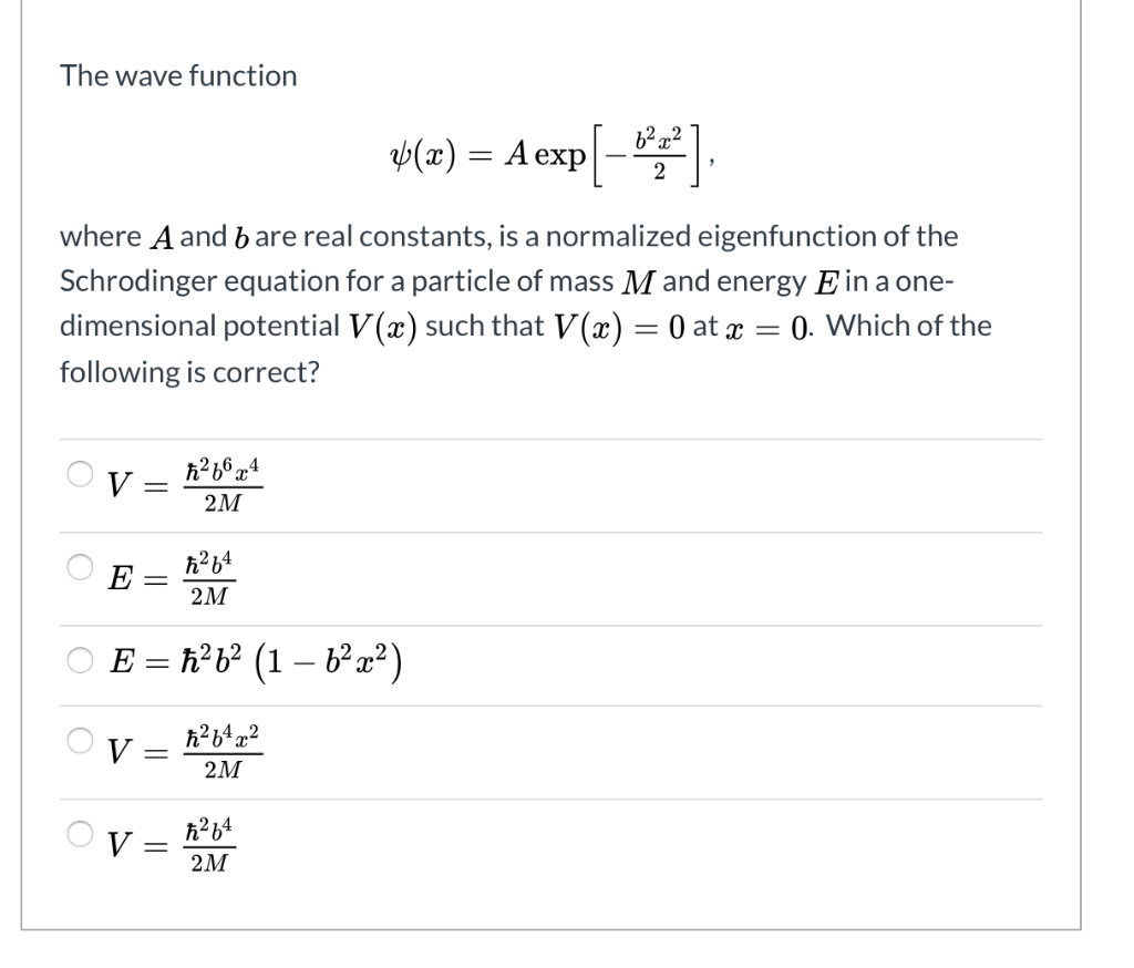 Solved The wave function $(x) = A exp[ – v 22 where A and b | Chegg.com