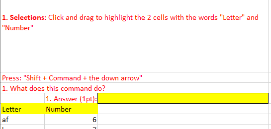 Solved 1. Selections: Click and drag to highlight the 2 | Chegg.com