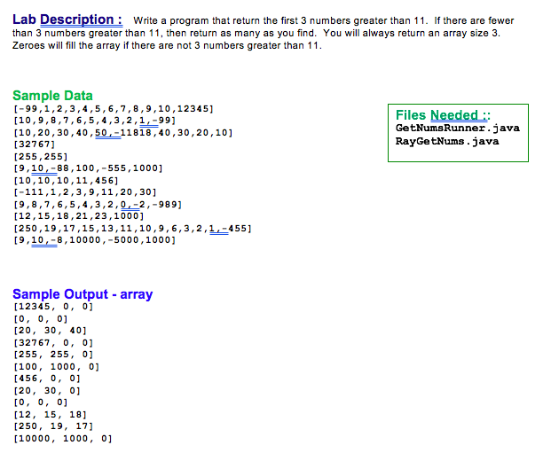 Solved public class RayGetNums //method go will return an