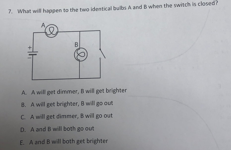 Solved 7. What will happen to the two identical bulbs A and | Chegg.com