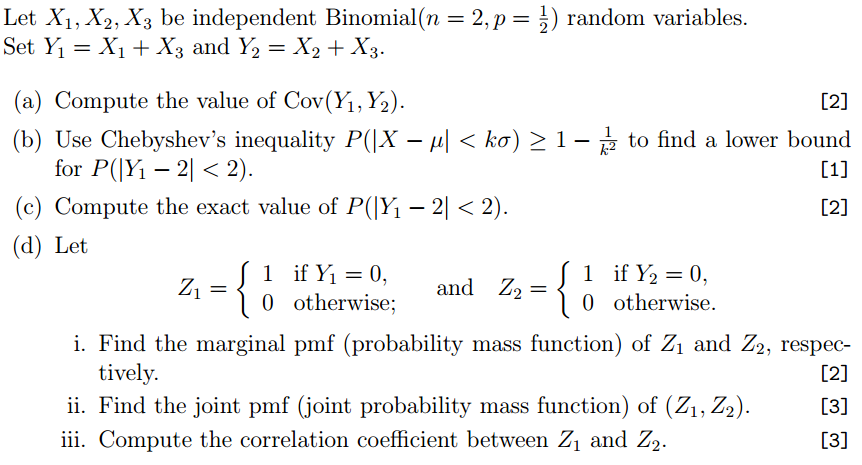 Solved Let X1 X2 X3 Be Independent Binomial N 2 P