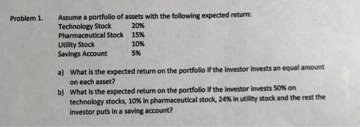 Solved Assume A Portfolio Of Assets With The Following | Chegg.com