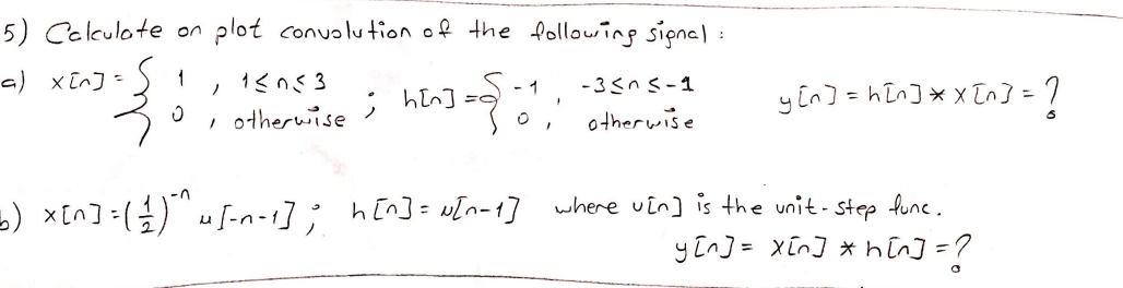 5) Calculate on plot convolution of the following | Chegg.com