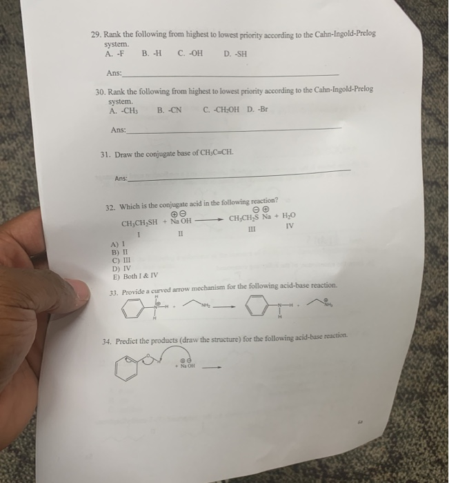 Solved 29. Rank the following from highest to lowest | Chegg.com