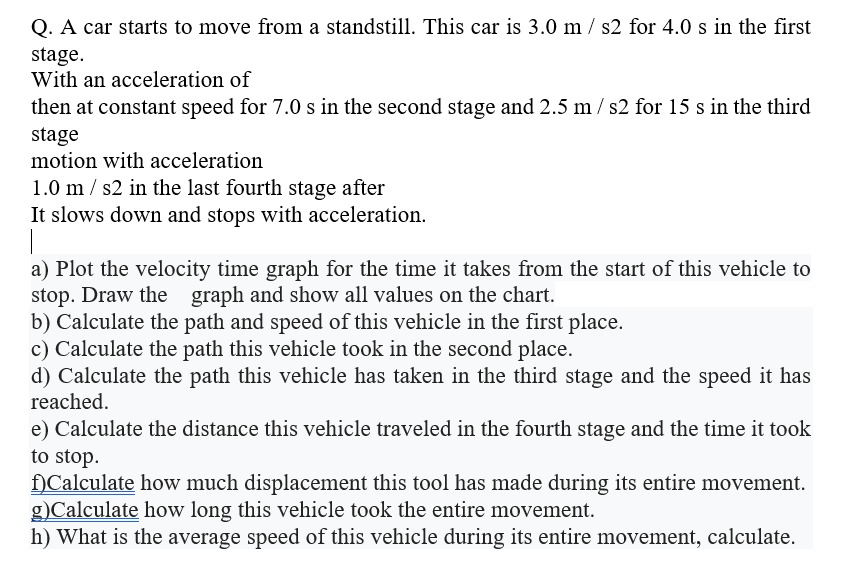 Solved Q. A car starts to move from a standstill. This car