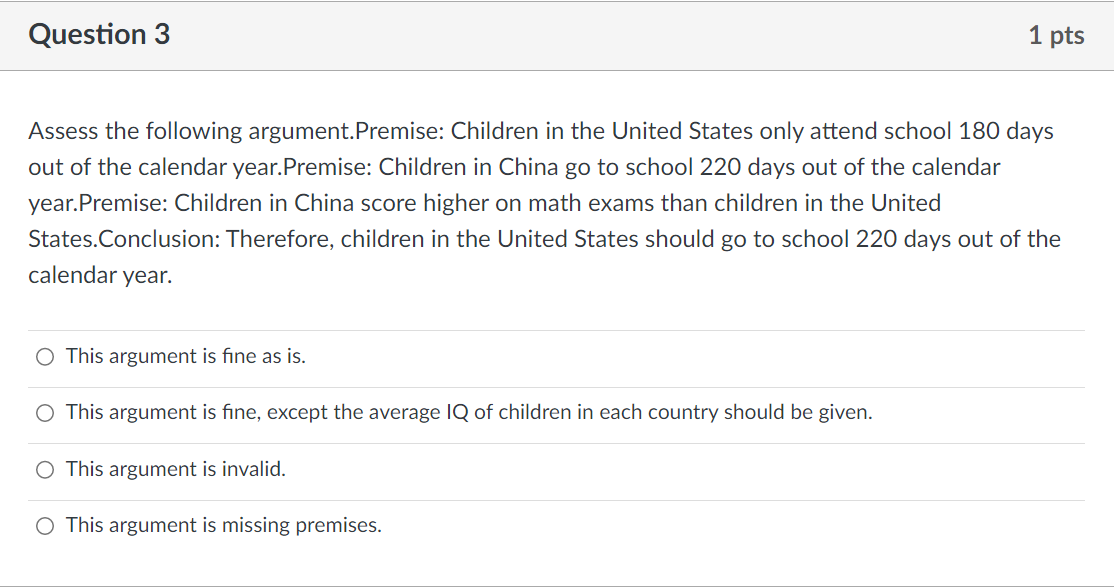 Solved assess the following argument premise children in chegg