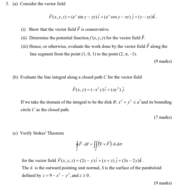 【YY】 Solved 3. (a) Consider the vector field F(x, y,:) (esin y