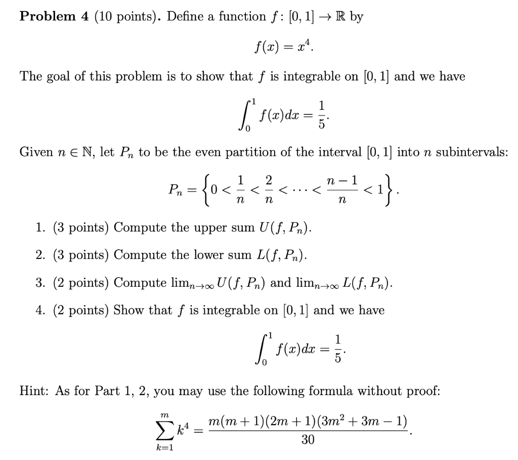 Solved Problem 4 (10 points). Define a function f: [0, 1] → | Chegg.com