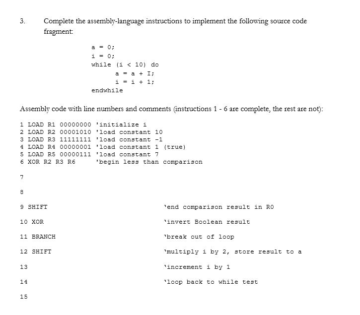 3. Complete the assemblylanguage instructions to