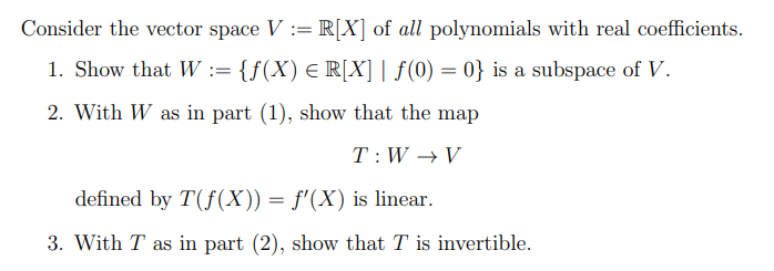 Solved Consider The Vector Space V R[x] Of All Polynomials