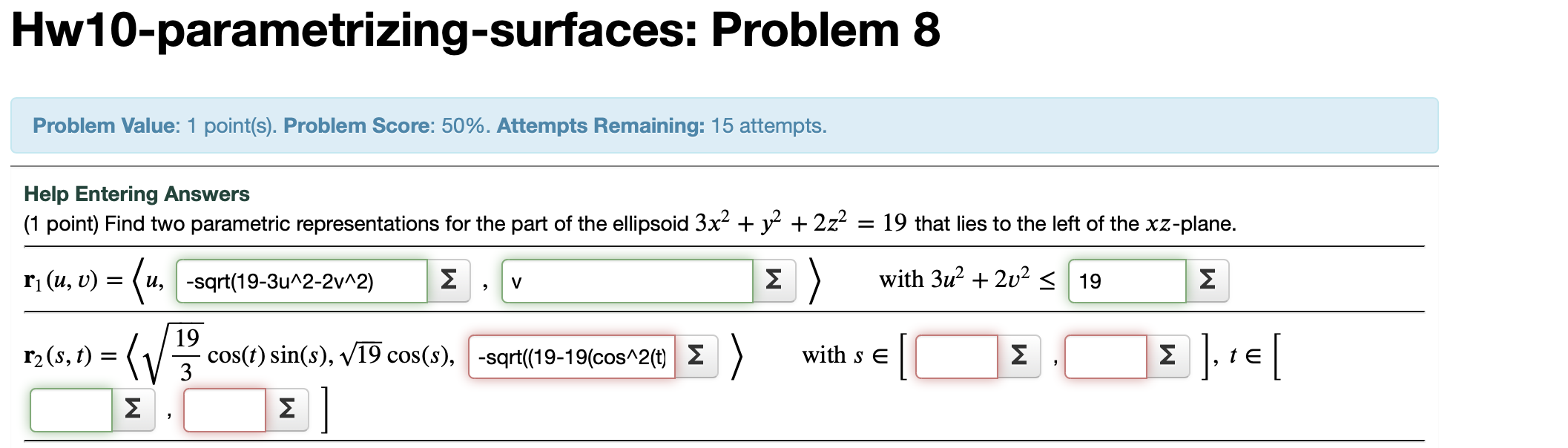 Solved ) Find two parametric representations for the part of | Chegg.com