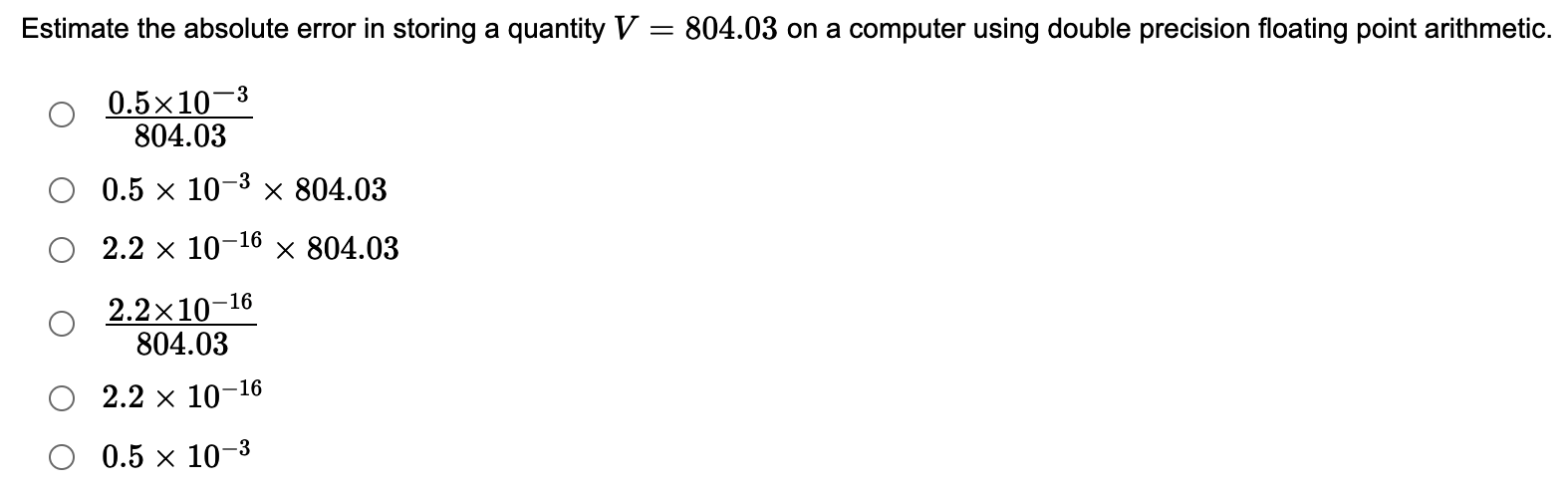Solved Estimate the absolute error in storing a quantity V = | Chegg.com