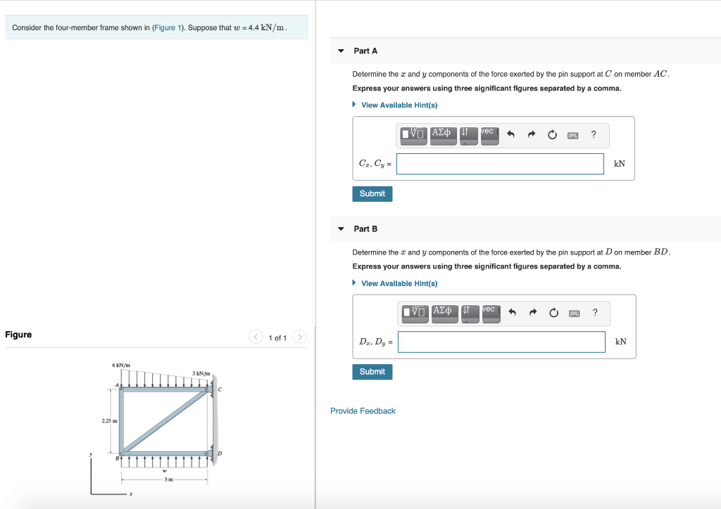 Solved Consider the four-member frame shown in (Figure 1). | Chegg.com