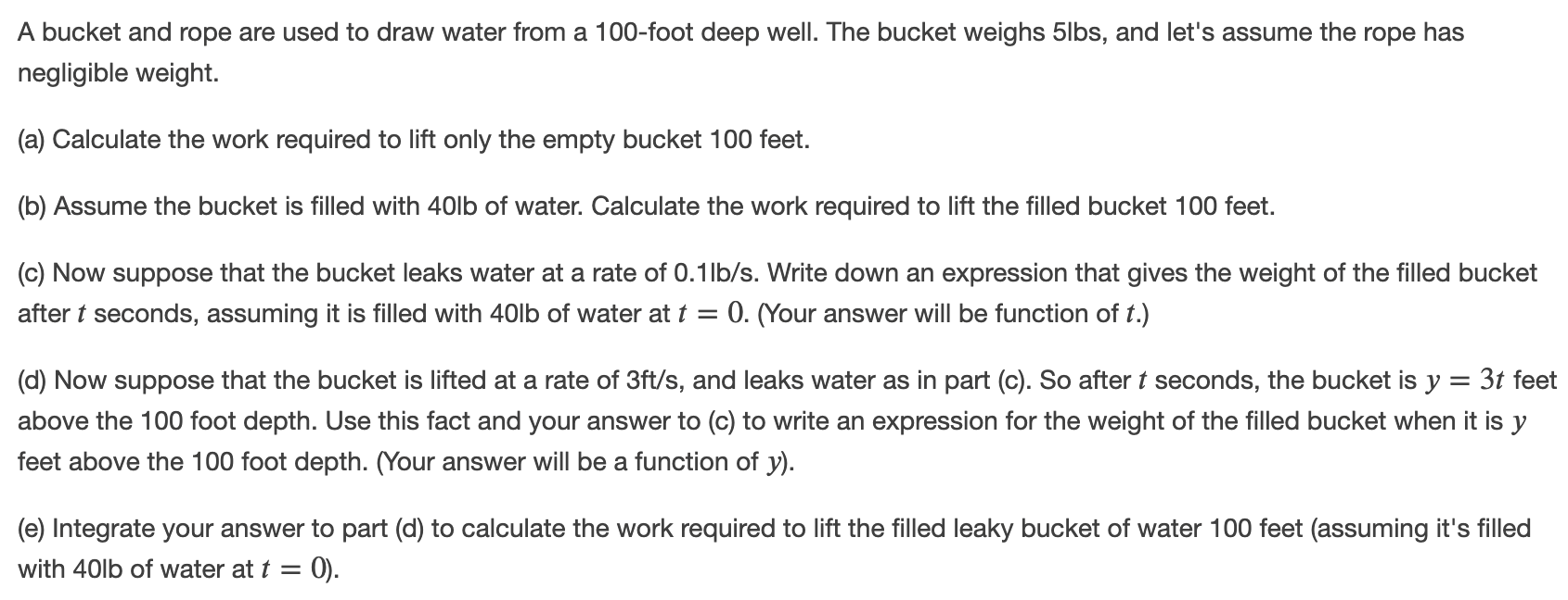 Solved A bucket and rope are used to draw water from a | Chegg.com